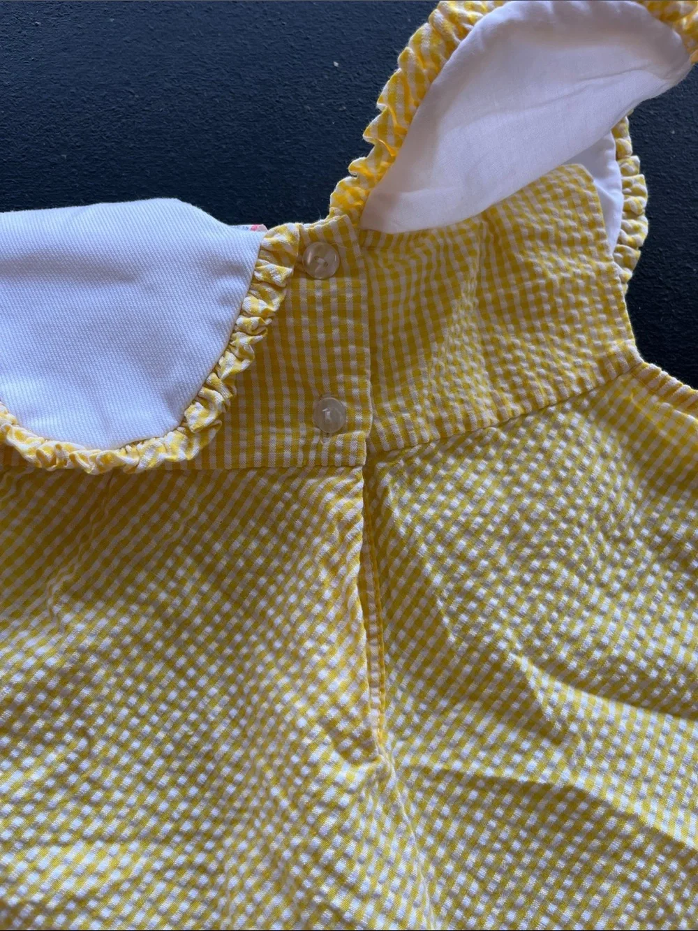 Yellow Strawberry Appliqué toddler Dress with White Collar